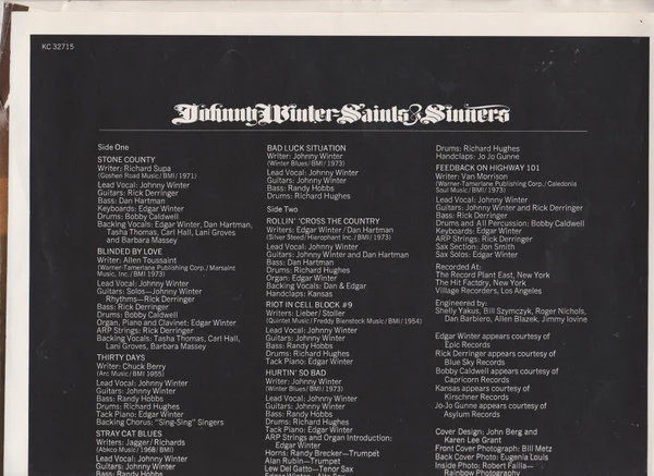 Johnny Winter - Saints & Sinners (LP, Album) (Very Good (VG)) - Image 4