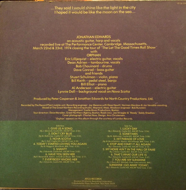 Jonathan Edwards - Lucky Day (LP, RP, PR ) (Very Good (VG)) - Image 2