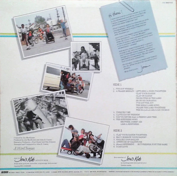 Joni Eareckson Tada With Joni's Kids - I've Got Wheels (LP) (Very Good Plus (VG+)) - Image 2