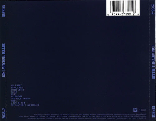 Joni Mitchell - Blue (HDCD, Album, RE, RM) (Very Good Plus (VG+)) - Image 2