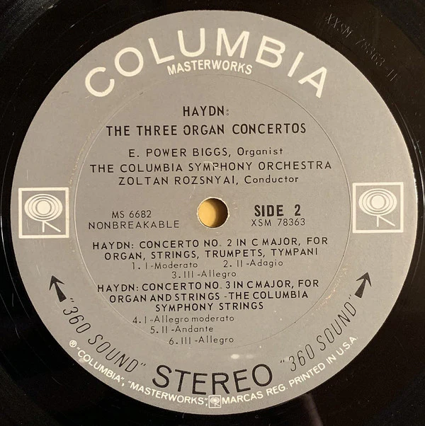 Joseph Haydn - E. Power Biggs, Columbia Symphony Orchestra, Zoltan Rozsnyai - The Three Organ Concertos (LP) (Very Good Plus (VG+)) - Image 2