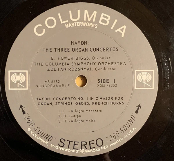 Joseph Haydn - E. Power Biggs, Columbia Symphony Orchestra, Zoltan Rozsnyai - The Three Organ Concertos (LP) (Very Good Plus (VG+)) - Image 3