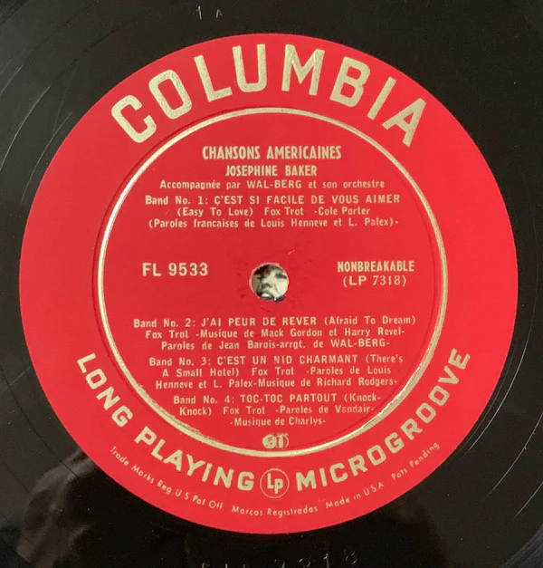 Josephine Baker - Chansons Américaines (10", Album) (Very Good Plus (VG+)) - Image 3