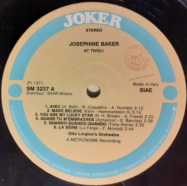 Josephine Baker, Otto Lington's Orchestra - Josephine Baker At Tivoli (LP) (Near Mint (NM or M-)) - Image 4