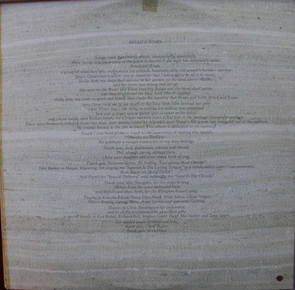 Judy Collins - Bread & Roses (LP, Album, RE, SP ) (Very Good Plus (VG+)) - Image 4