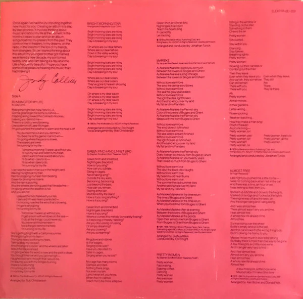 Judy Collins - Running For My Life (LP, Album, Spe) (Very Good Plus (VG+)) - Image 3