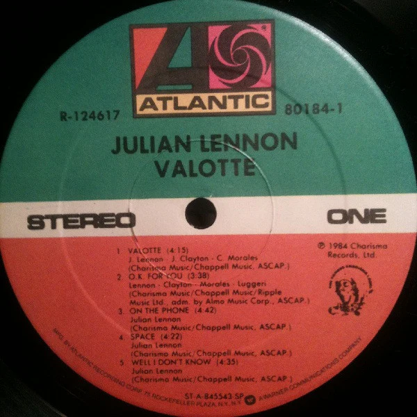 Julian Lennon - Valotte (LP, Album, Club, SRC) (Very Good Plus (VG+)) - Image 3