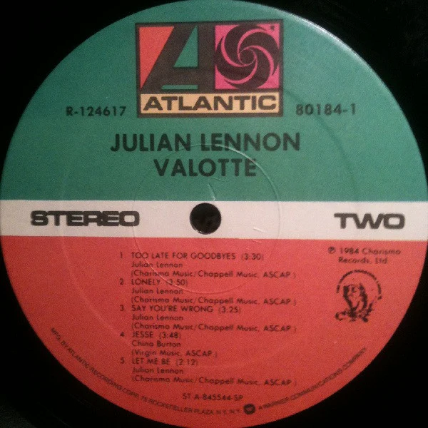 Julian Lennon - Valotte (LP, Album, Club, SRC) (Very Good Plus (VG+)) - Image 4