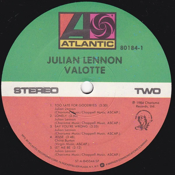 Julian Lennon - Valotte (LP, Album, SP ) (Very Good Plus (VG+)) - Image 4
