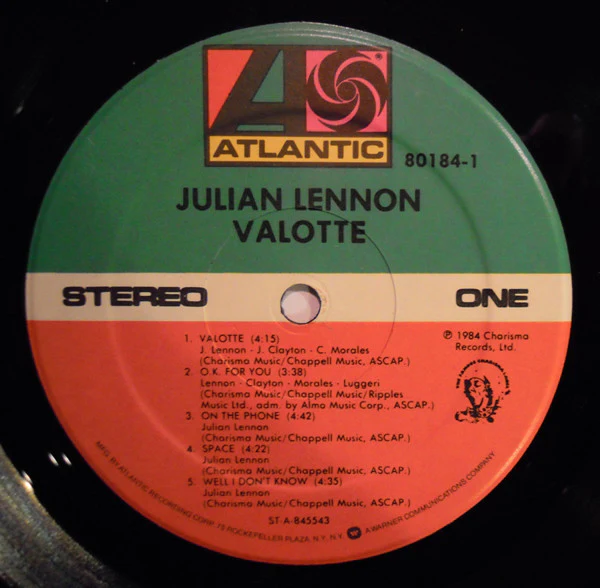 Julian Lennon - Valotte (LP, Album) (Very Good (VG)) - Image 5