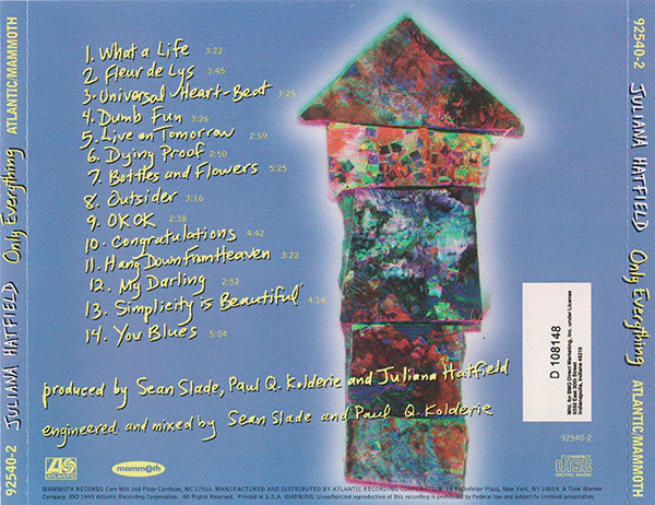 Juliana Hatfield - Only Everything (CD, Album, Club) (Very Good Plus (VG+)) - Image 2
