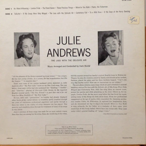 Julie Andrews - The Lass With The Delicate Air (LP, Album, Mono, Roc) (Very Good Plus (VG+)) - Image 2
