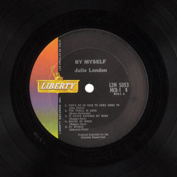 Julie London - By Myself (LP, Comp, Mono, Club) (Very Good Plus (VG+)) - Image 3