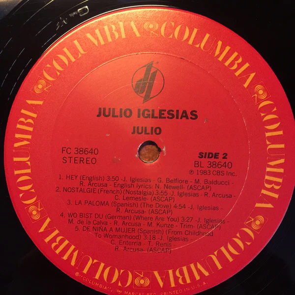 Julio Iglesias - Julio (LP, Album, Car) (Very Good Plus (VG+)) - Image 4
