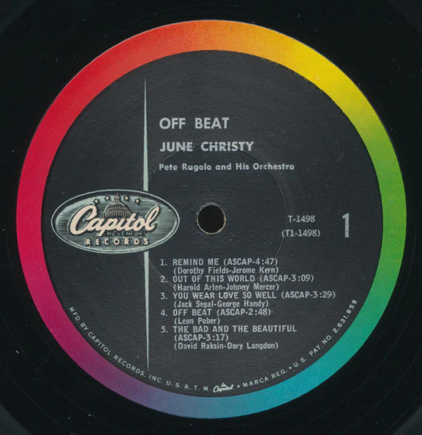 June Christy - Off Beat (LP, Album, Mono) (Very Good (VG)) - Image 3