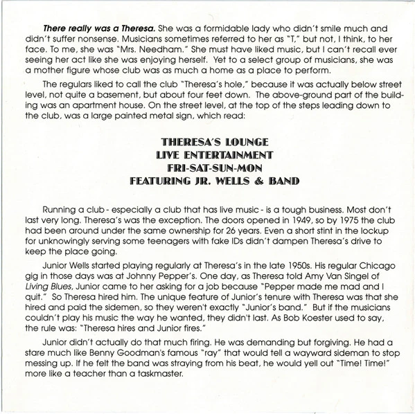 Junior Wells - Live At Theresa's 1975 (CD, Album) (Very Good Plus (VG+)) - Image 5