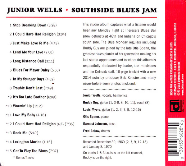 Junior Wells - Southside Blues Jam (CD, Album, RE) (Very Good Plus (VG+)) - Image 3