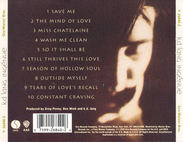 k.d. lang - Ingénue (CD, Album, SRC) (Near Mint (NM or M-)) - Image 2