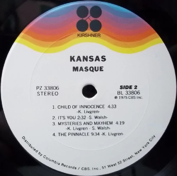 Kansas  - Masque (LP, Album, Pit) (Very Good (VG)) - Image 4