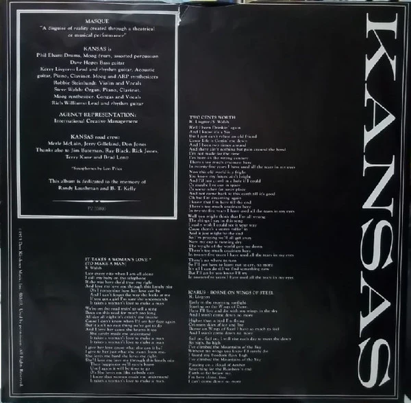 Kansas - Masque (LP, Album, Pit) (Very Good (VG)) - Image 5