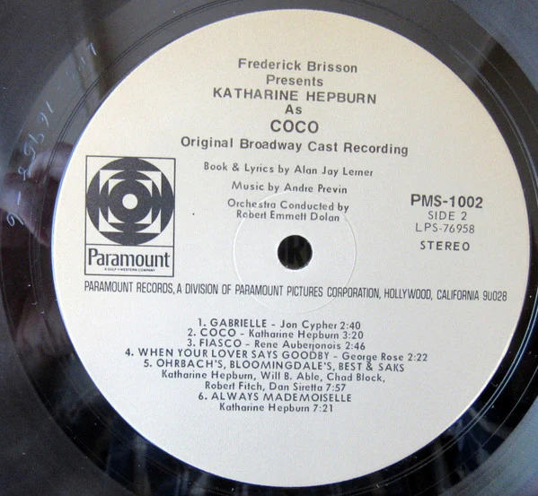 Katharine Hepburn - Coco - The Original Broadway Cast Recording (LP, Album, Gat) (Very Good (VG)) - Image 5