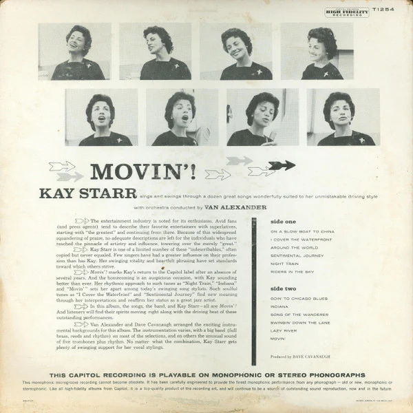 Kay Starr - Movin'! (LP, Album, Mono) (Very Good Plus (VG+)) - Image 2