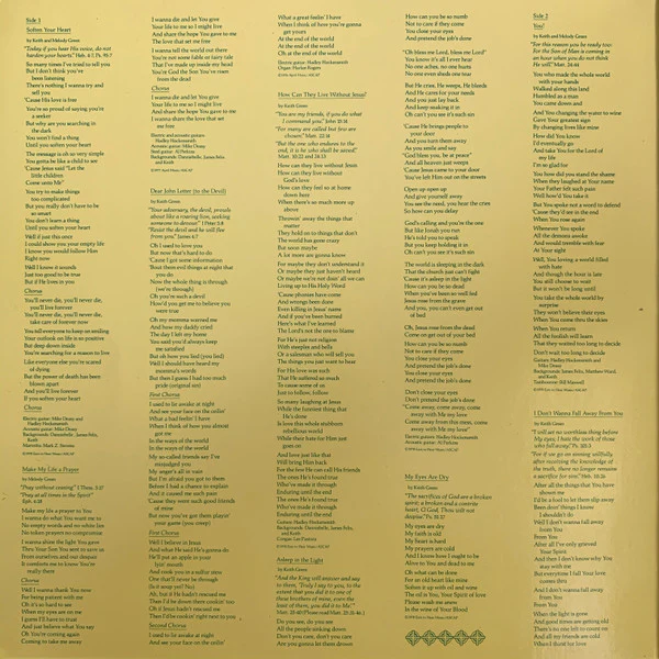 Keith Green - No Compromise (LP, Album, Gat) (Very Good (VG)) - Image 2