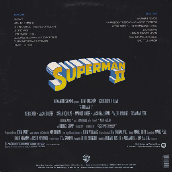 Ken Thorne - Superman II (Original Sound Track) (LP, Album, Etch) (Very Good Plus (VG+)) - Image 2