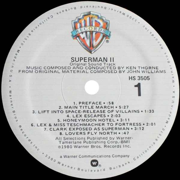 Ken Thorne - Superman II (Original Sound Track) (LP, Album, Etch) (Very Good Plus (VG+)) - Image 3