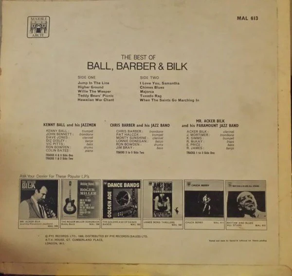 Kenny Ball, Chris Barber & Acker Bilk - The Best Of Ball, Barber & Bilk (LP, Comp, Mono) (Very Good Plus (VG+)) - Image 2