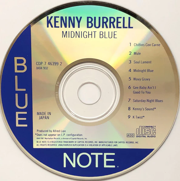 Kenny Burrell - Midnight Blue (CD, Album, RE) (Very Good Plus (VG+)) - Image 4