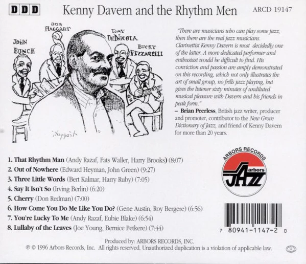 Kenny Davern, John Bunch, Bucky Pizzarelli, Bob Haggart, Tony DeNicola - Kenny Davern And The Rhythm Men (CD, Album) (Near Mint (NM or M-)) - Image 2