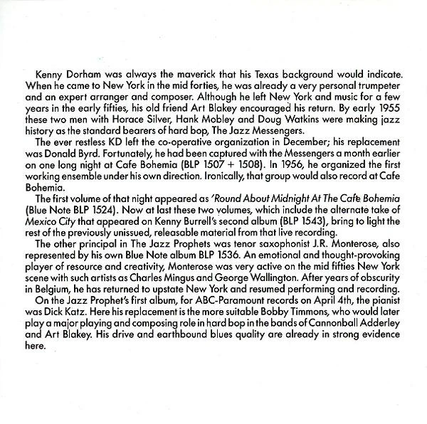 Kenny Dorham - 'Round About Midnight At The Cafe Bohemia • Volume 2 (CD, Album, Mono, RE) (Near Mint (NM or M-)) - Image 4