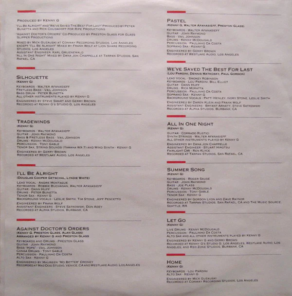 Kenny G - Silhouette (LP, Album, Spe) (Very Good Plus (VG+)) - Image 5