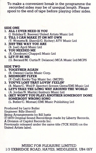 Kenny Rogers & Dottie West - Classics (Cass, Album, RE, Dol) (Near Mint (NM or M-)) - Image 3