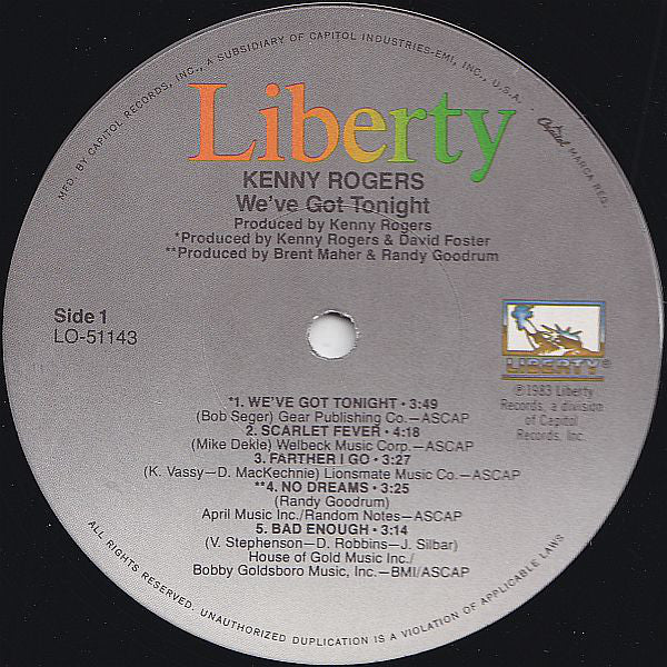 Kenny Rogers - We've Got Tonight (LP, Album, Jac) (Near Mint (NM or M-)) - Image 3