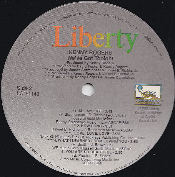 Kenny Rogers - We've Got Tonight (LP, Album, Jac) (Very Good Plus (VG+)) - Image 4