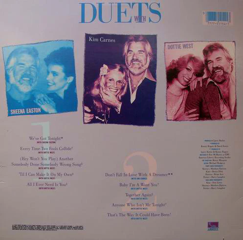 Kenny Rogers With Kim Carnes, Sheena Easton & Dottie West - Duets (LP, Comp) (Very Good Plus (VG+)) - Image 2