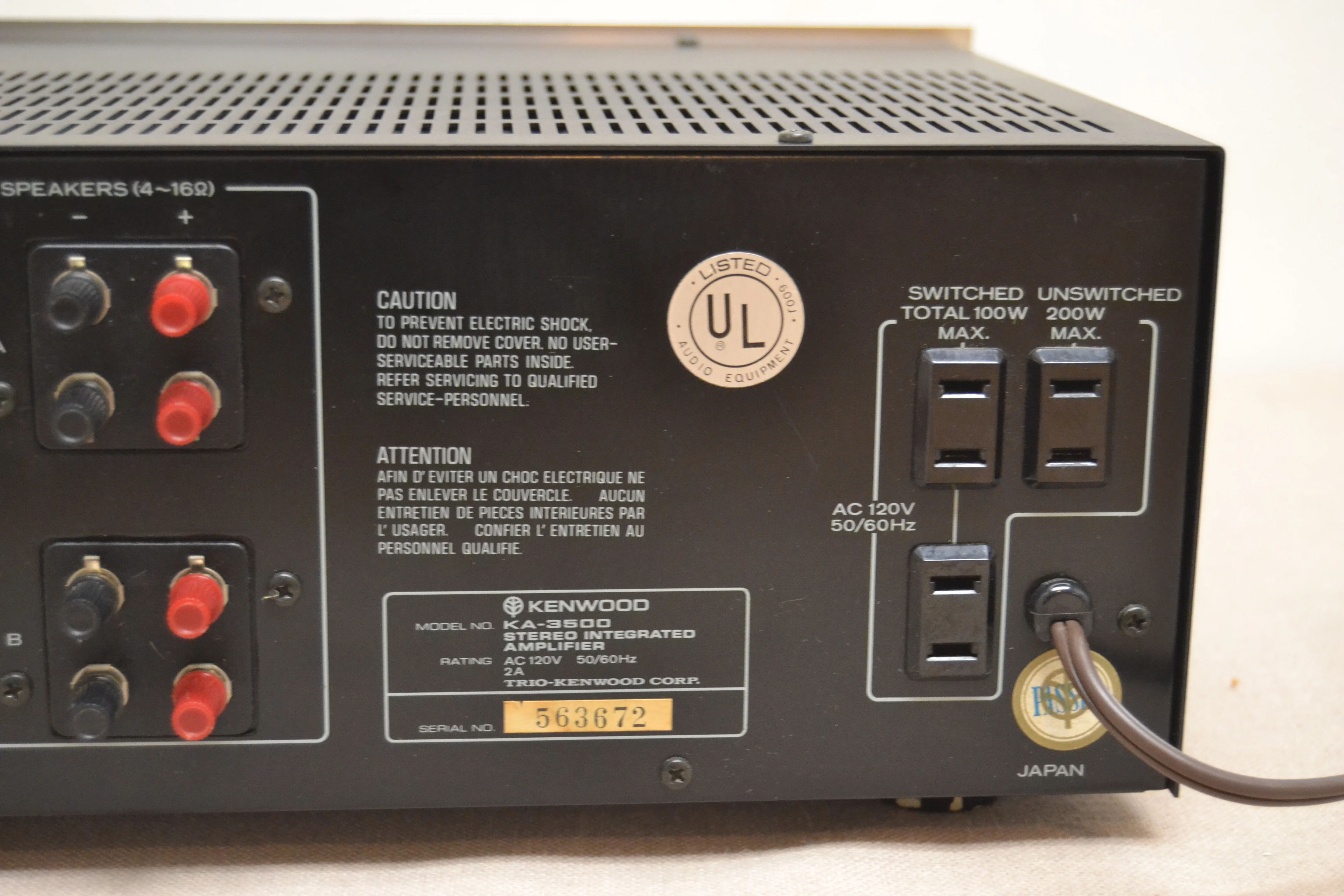 Kenwood KA-3500 Stereo Integrated Amplifier * 40W RMS * 1976 - Image 11