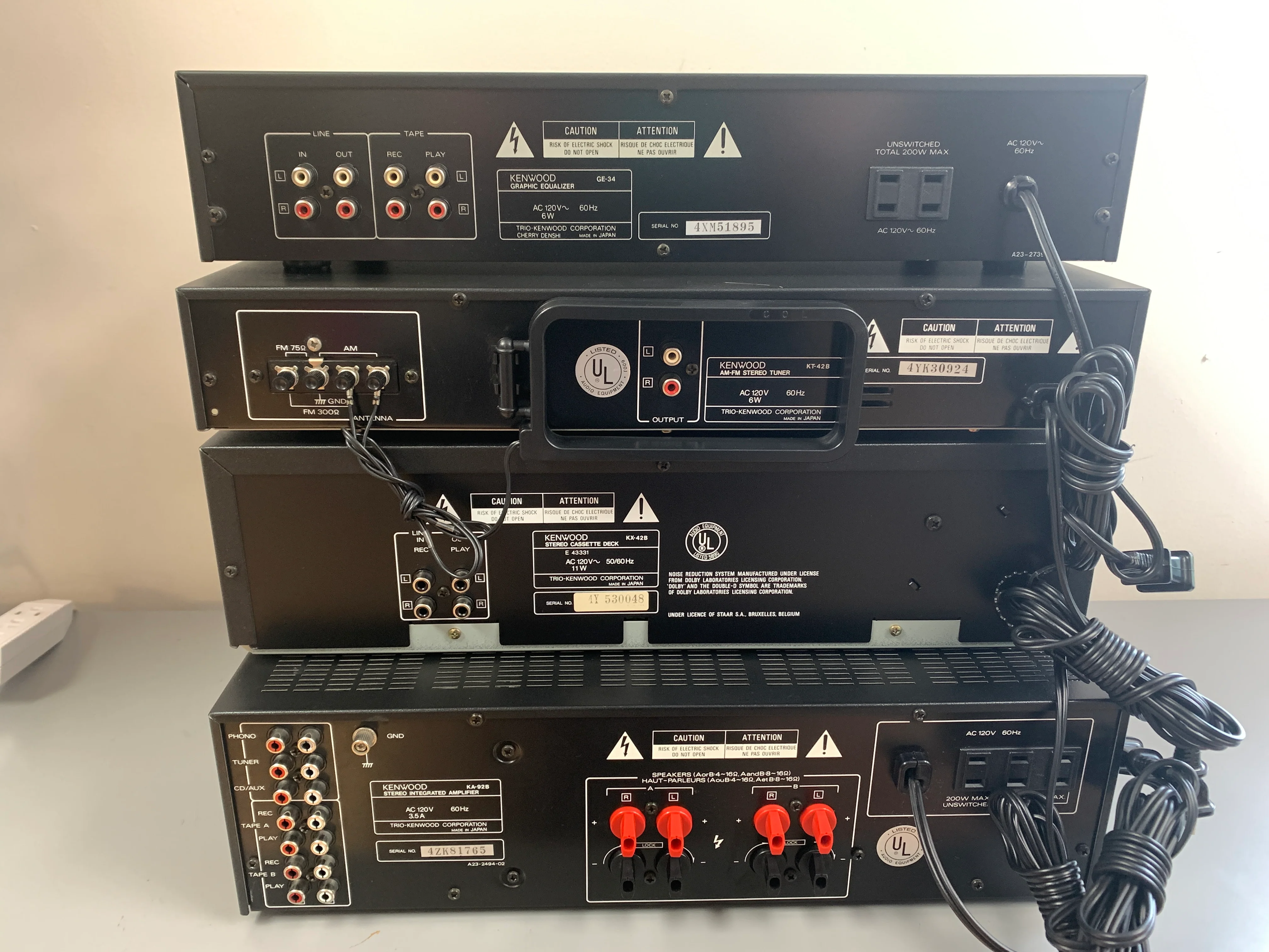 Kenwood Rack * Kenwood GE-34 Equalizer * KT-42B Tuner * KX-42B Cassette Deck * KA-92B Integrated Amp - Image 8