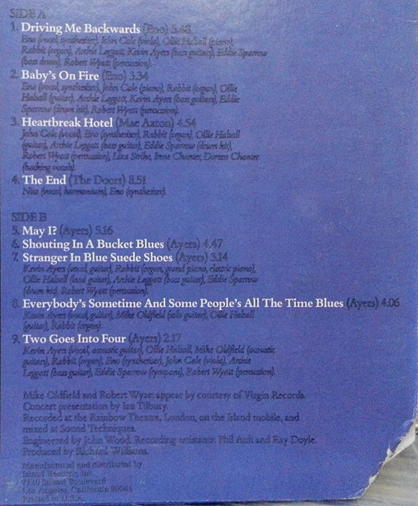 Kevin Ayers - John Cale - Brian Eno - Nico - June 1, 1974 (LP, Album, Pit) (Near Mint (NM or M-)) - Image 3