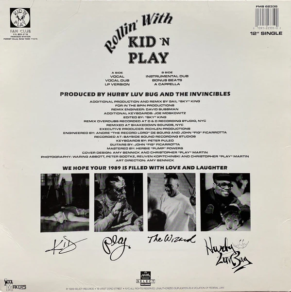 Kid 'N' Play - Rollin' With Kid 'N Play (12", Single) (Very Good Plus (VG+)) - Image 2