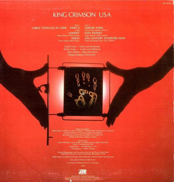 King Crimson - USA (LP, Album, Pre) (Very Good Plus (VG+)) - Image 2