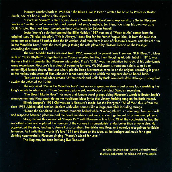 King Pleasure - Moody's Mood For Love (CD, Comp, RE) (Very Good Plus (VG+)) - Image 5