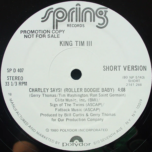 King Tim III - Charley Says! (Roller Boogie Baby) (12", Promo) (Near Mint (NM or M-)) - Image 2