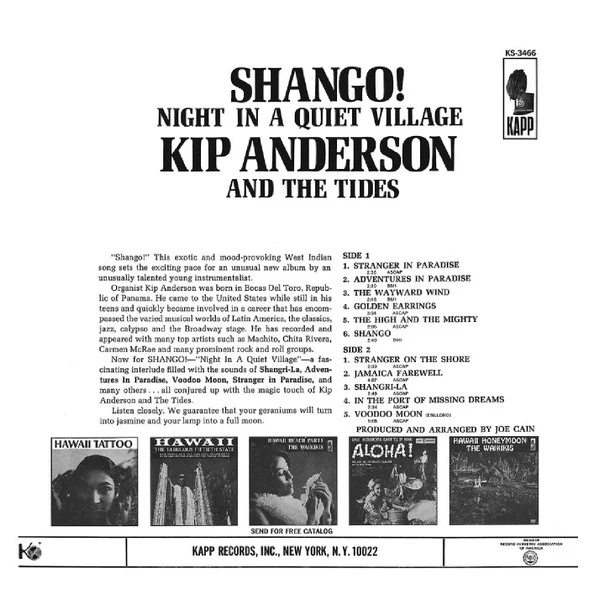 Kip Anderson And The Tides - Shango! Night In A Quiet Village (LP, Album) (Very Good Plus (VG+)) - Image 2