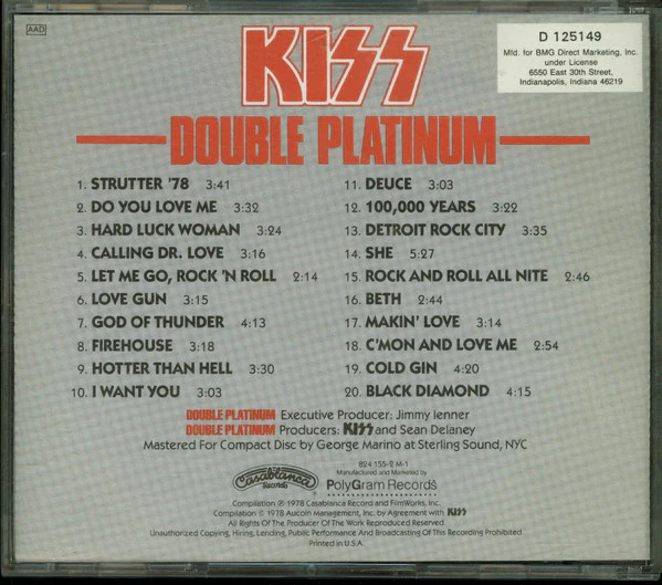 Kiss - Double Platinum (CD, Comp, Club, RE) (Near Mint (NM or M-)) - Image 2