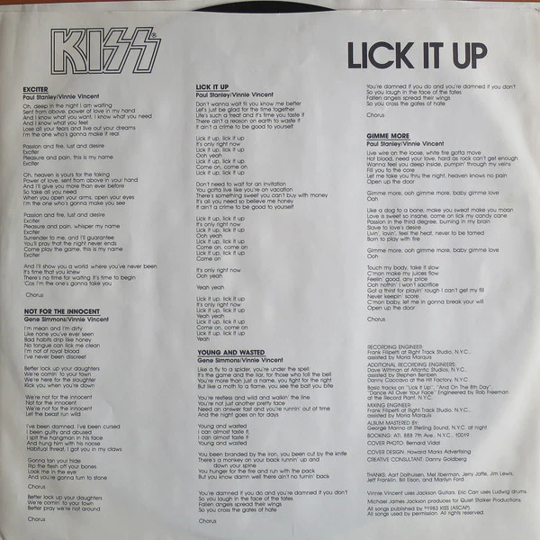Kiss - Lick It Up (LP, Album, 53) (Very Good Plus (VG+)) - Image 5
