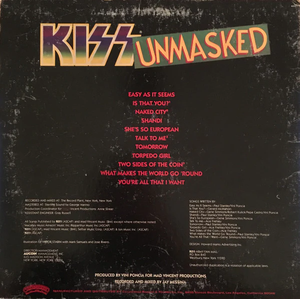 Kiss - Unmasked (LP, Album, 56) (Very Good Plus (VG+)) - Image 2