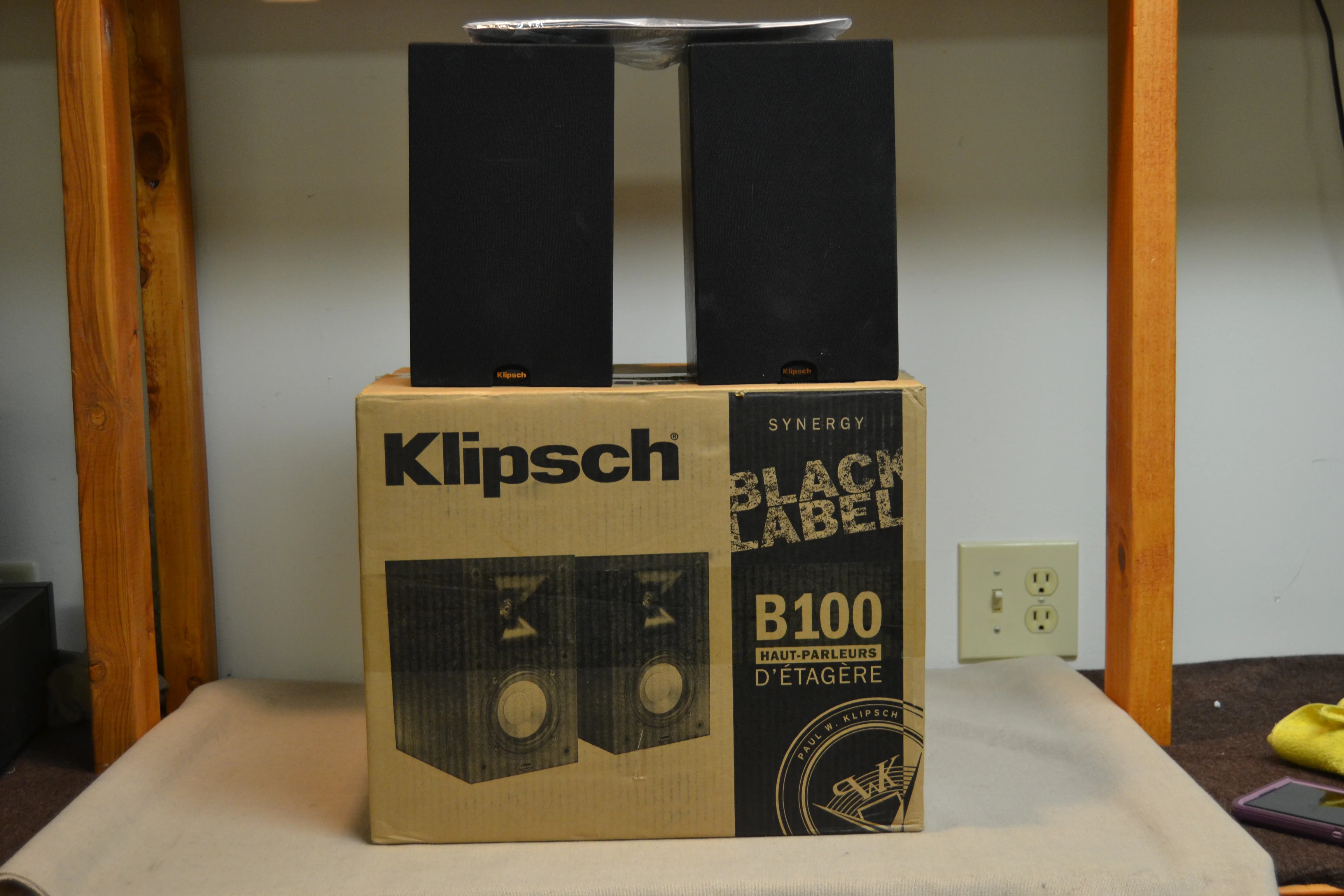 Klipsch Synergy Black Label B-100 Bookshelf Speakers * New Open Box * Manual